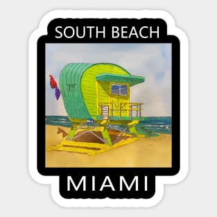 South Beach Lifeguard Tower in Miami Florida - Welshdesigns Sticker